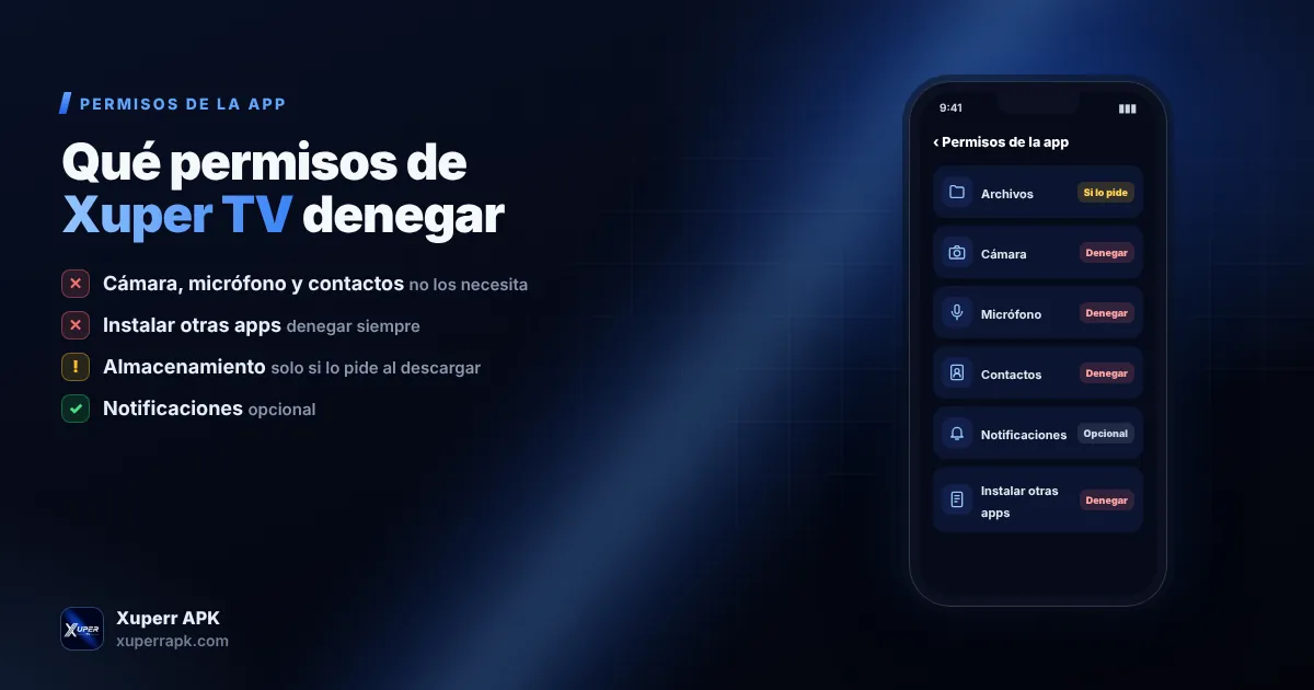 Permisos de Xuper TV que conviene denegar